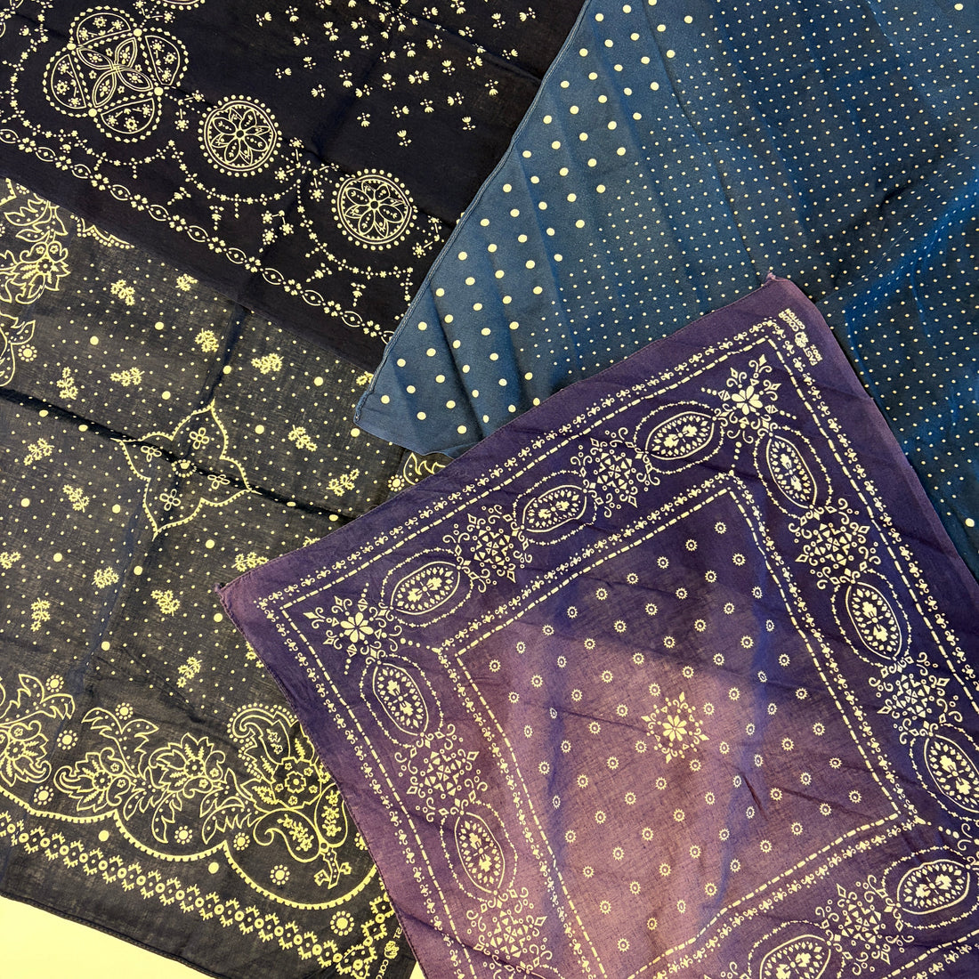 vintage bandana collection navy black purple paisley fast color